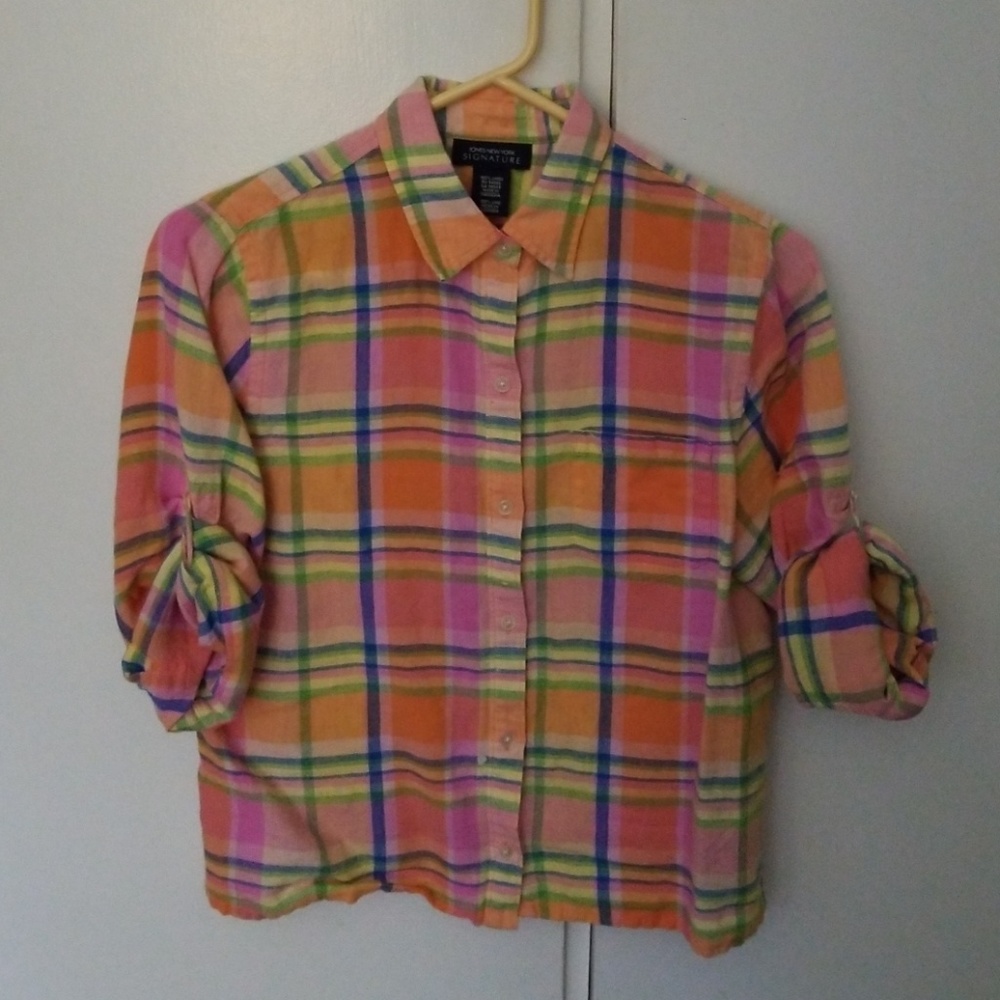 Button Down Multi Colored Madras - image 1
